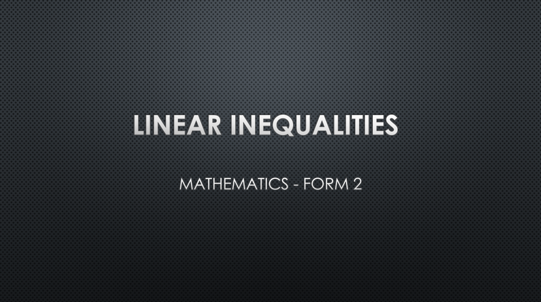 LINEAR INEQUALITIES
